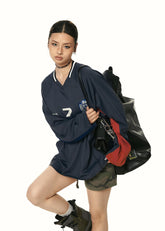 V-neck jersey long-sleeved T-shirt top